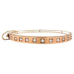 Victorian 0.75 Carat Old Mine Diamond and Rose Gold Bangle
