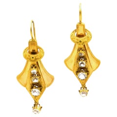 Victorian 0.75 Carat Diamond 18k Gold Earrings, circa 1870