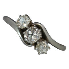 Victorian 0.75 Carat Old Cut Diamond Platinum Trilogy Ring on Twist