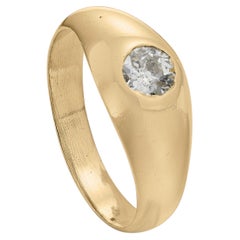 Victorian 0.75ct Old Mine-Cut Diamond Gypsy Ring in 18K Yellow Gold