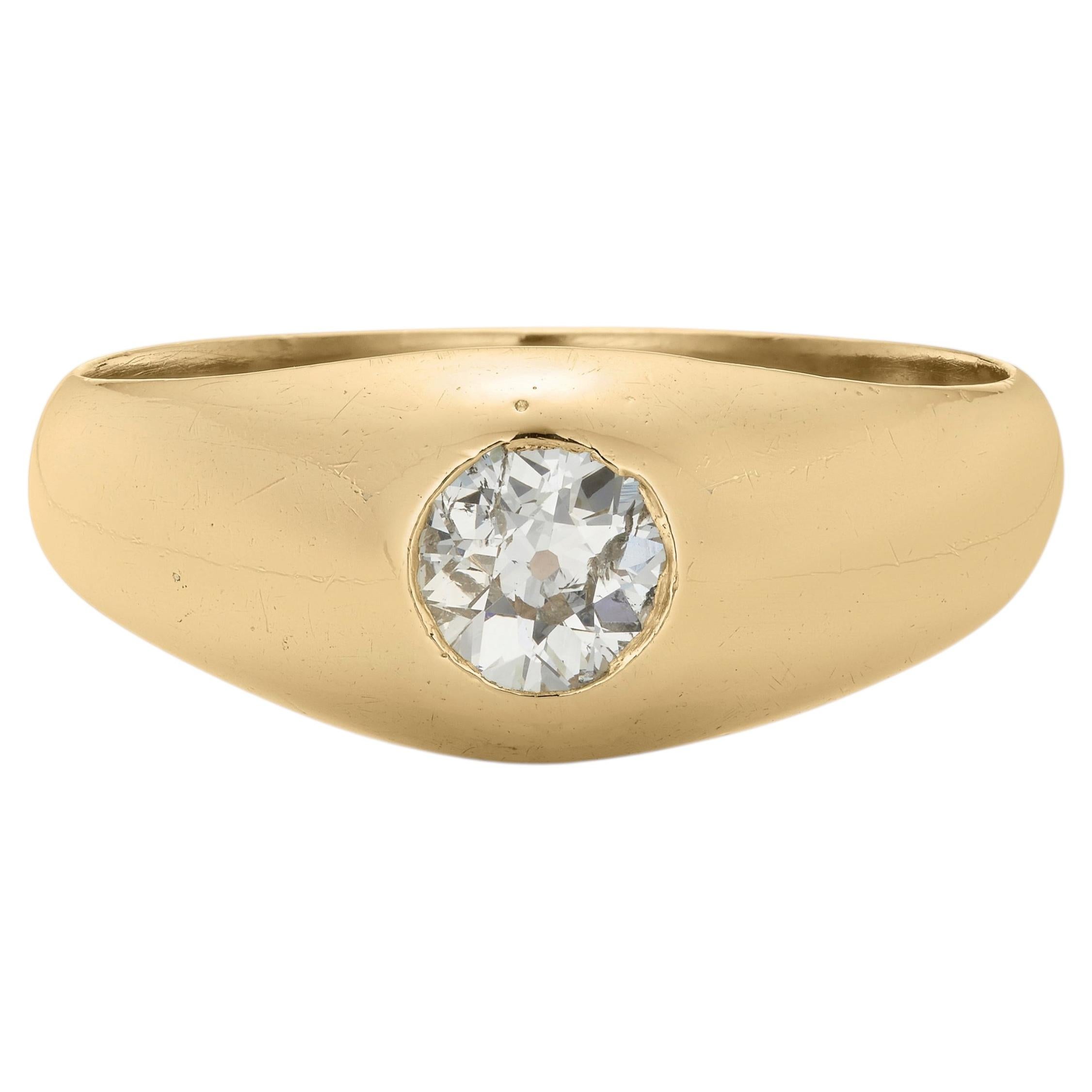 Viktorianischer Zigeunerring mit einem 0,75-Karat-Diamanten im Old-Mine-Schliff aus 18 Karat Gelbgold