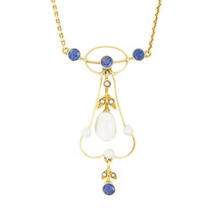 Collana vittoriana con zaffiro e perla da 0,75 carati, 1880 ca.