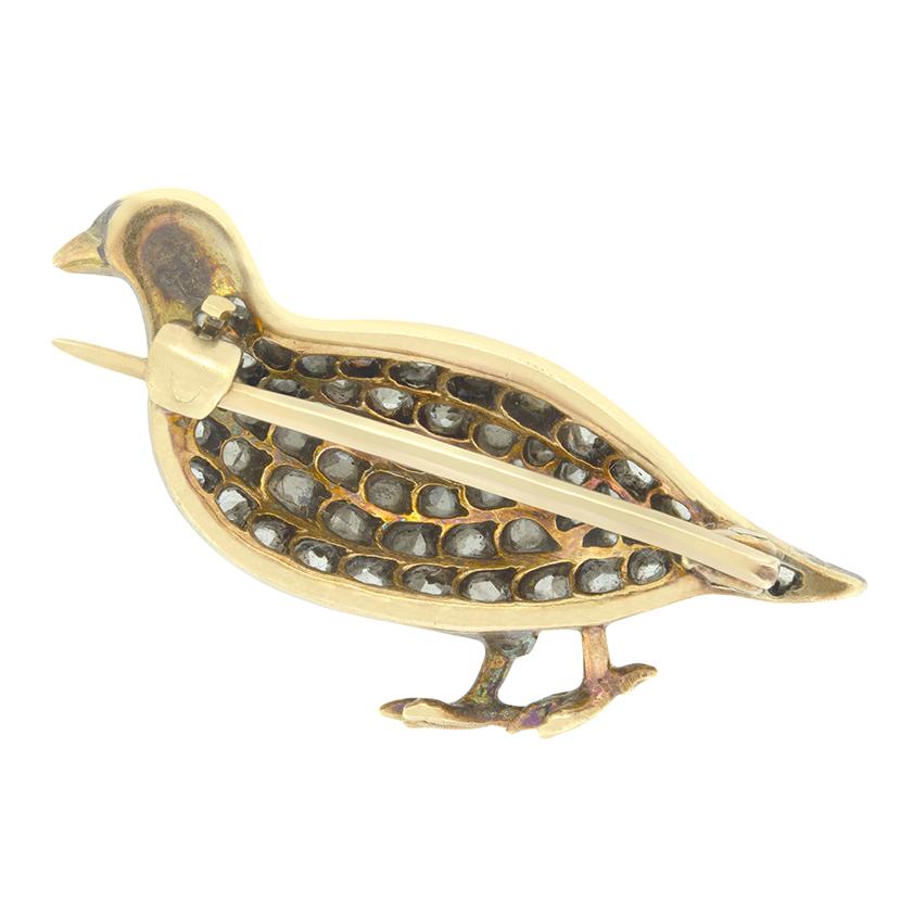 Viktorianische Brosche mit 0,78 Karat Diamant-Huhn, um 1880 im Zustand „Gut“ im Angebot in London, GB