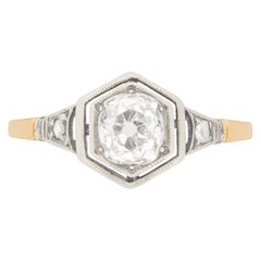 Bague de fiançailles solitaire victorienne en diamant de 0,78 carat, c. 1880