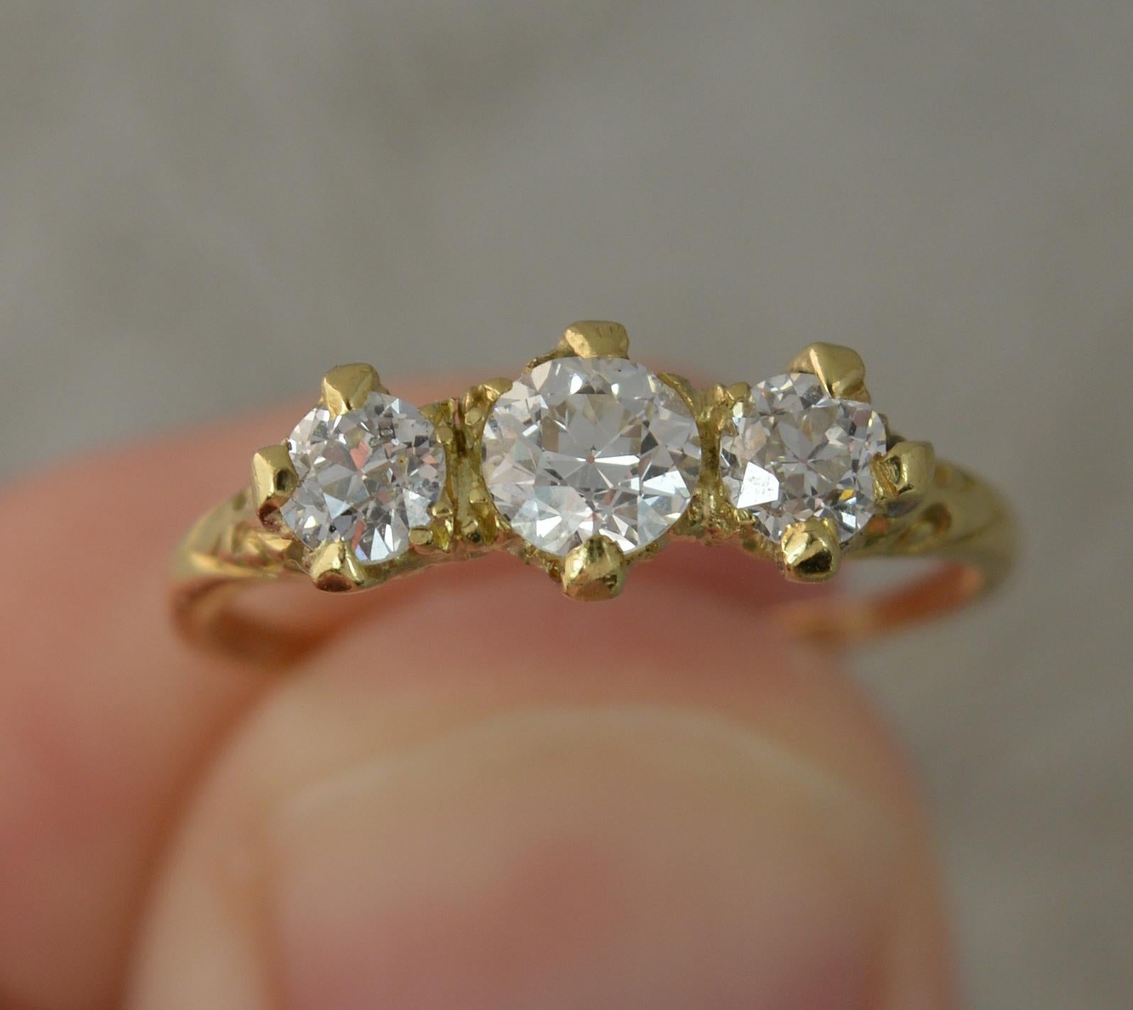 Women's Victorian 0.7ct Old Cut Diamond 18 Carat Gold Trilogy Ring