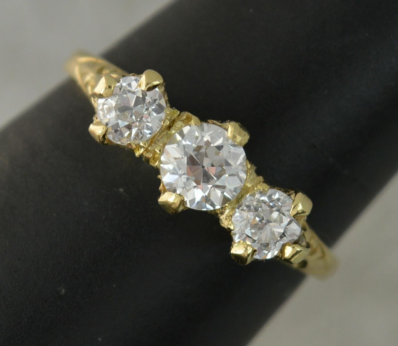 Victorian 0.7ct Old Cut Diamond 18 Carat Gold Trilogy Ring 3