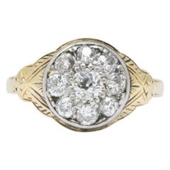 Victorian 0.80 Carat Diamond Platinum and 14 Karat Gold Cluster Ring