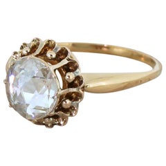 Victorian 0.80 Carat Rose Cut Diamond Solitaire Ring