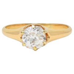 Victorian 0.80 CTW Old Mine Cut 18 Karat Yellow Gold Solitaire Engagement Ring