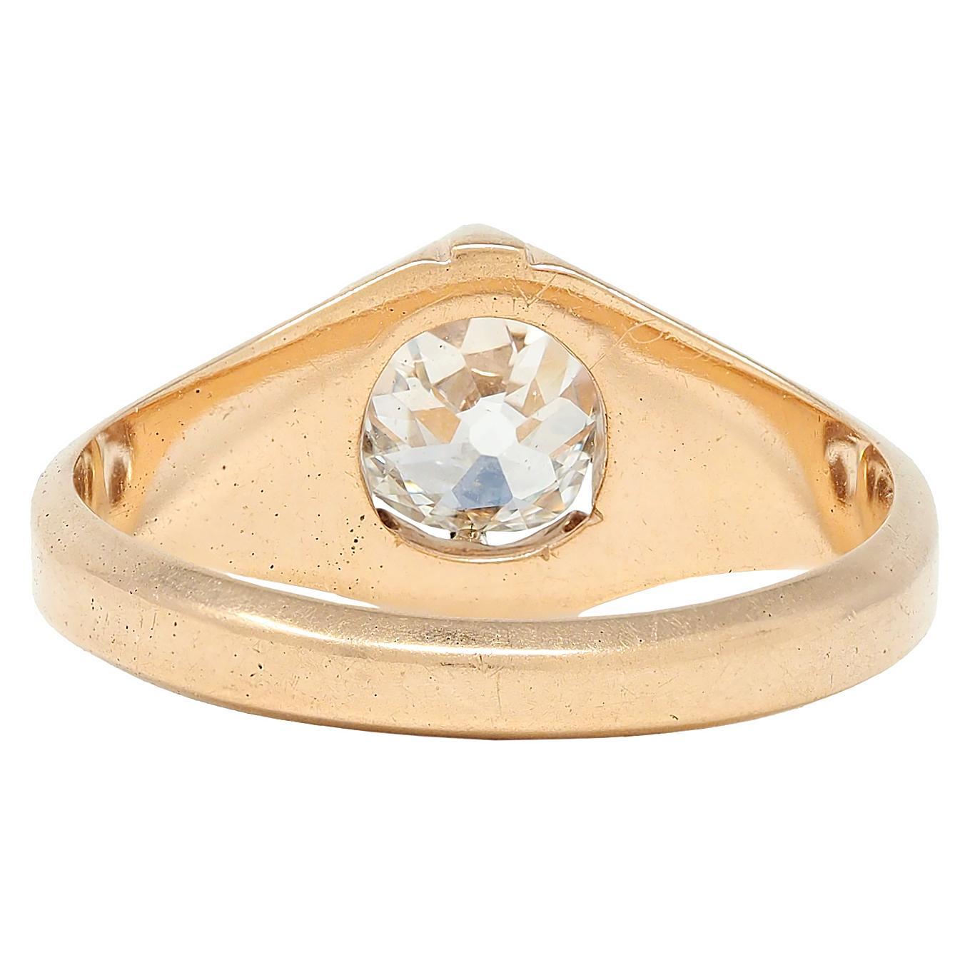 Taglio vecchia miniera Anello di fidanzamento vittoriano con diamanti Old Mine da 0,80 CTW in oro 14K in vendita