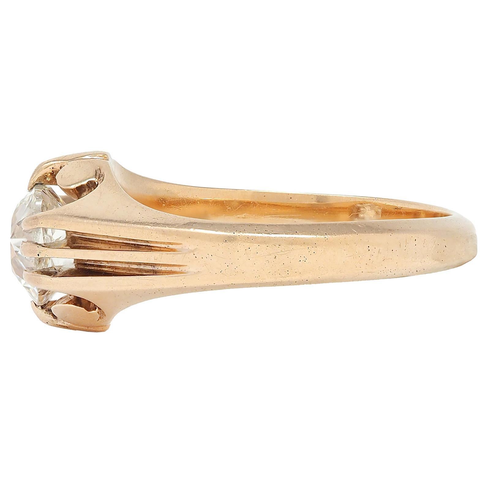 Anello di fidanzamento vittoriano con diamanti Old Mine da 0,80 CTW in oro 14K In condizioni ottime in vendita a Philadelphia, PA