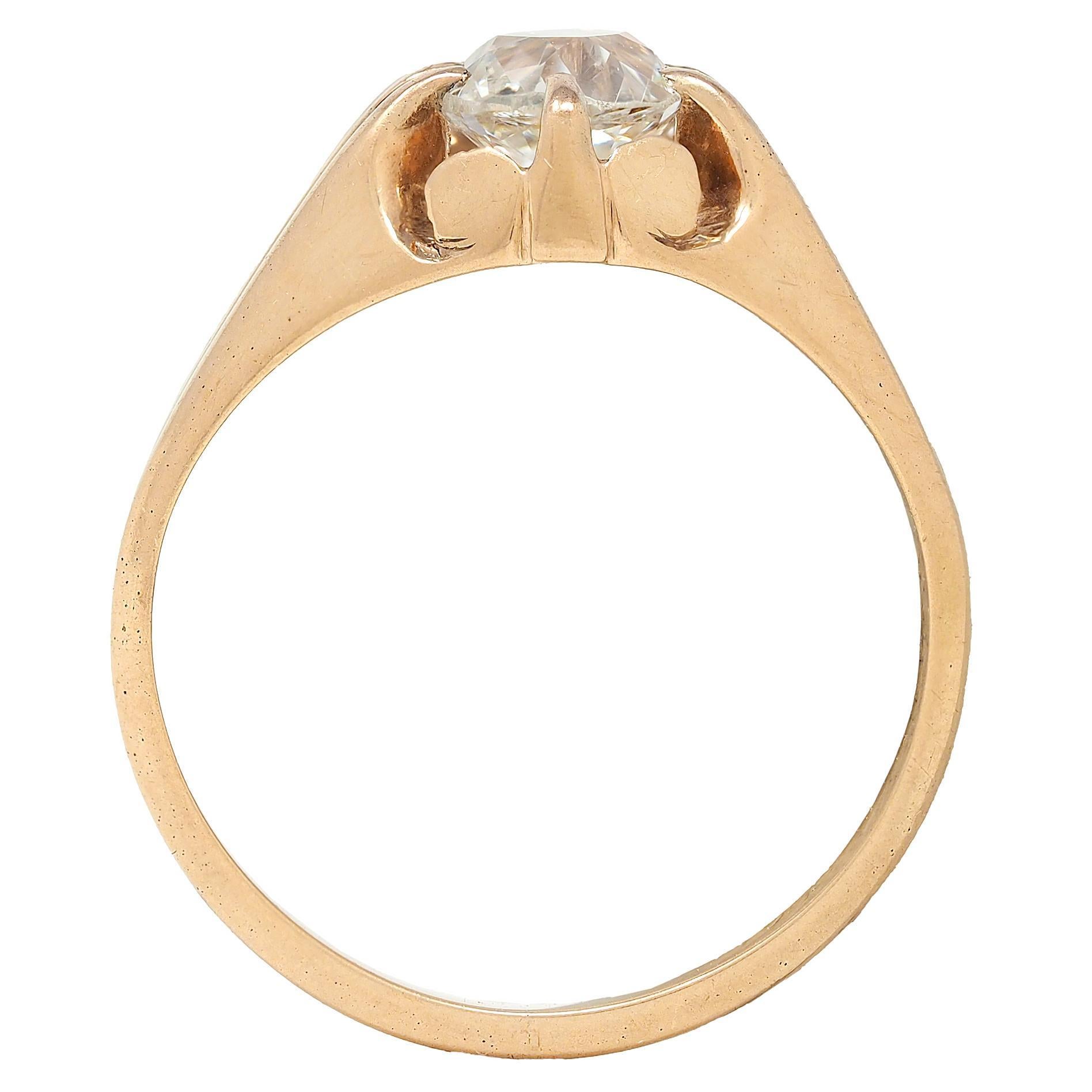 Donna Anello di fidanzamento vittoriano con diamanti Old Mine da 0,80 CTW in oro 14K in vendita