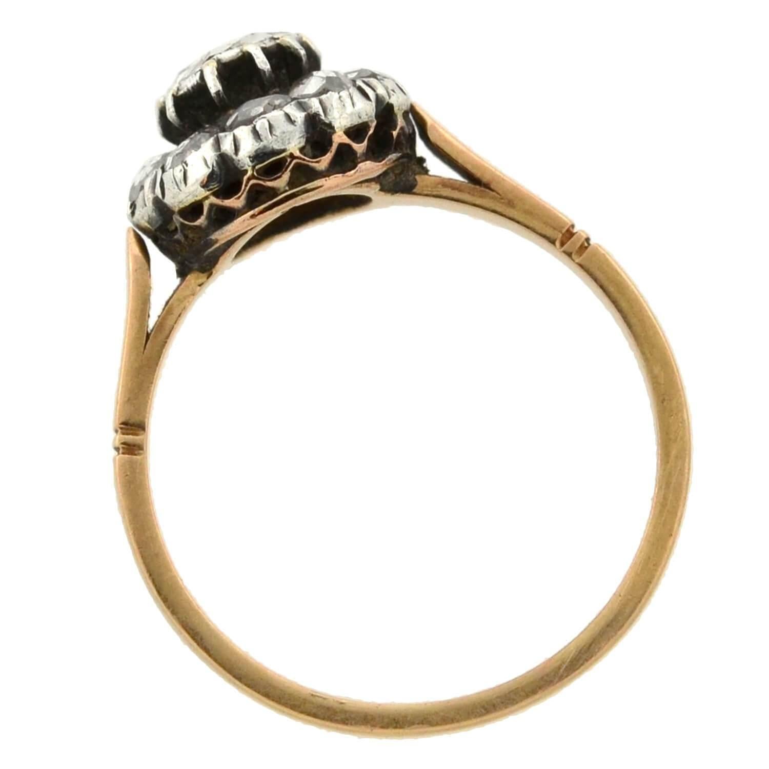 Viktorianischer 0,80 Karat Diamant-Cluster-Ring im Rosenschliff, viktorianisch Damen im Angebot