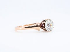 Victorian 0.75ct Diamond Solitaire Engagement Ring in 14K Rose Gold