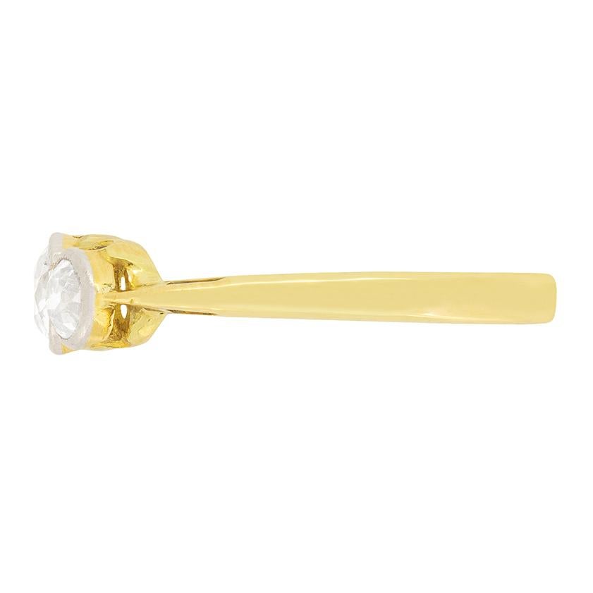 Victorien Bague victorienne à trois pierres et diamant de 0,80ct, c.1880s. en vente