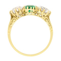 Victorian 0.80ct Emerald and Diamond Trilogy Ring, c.1880s