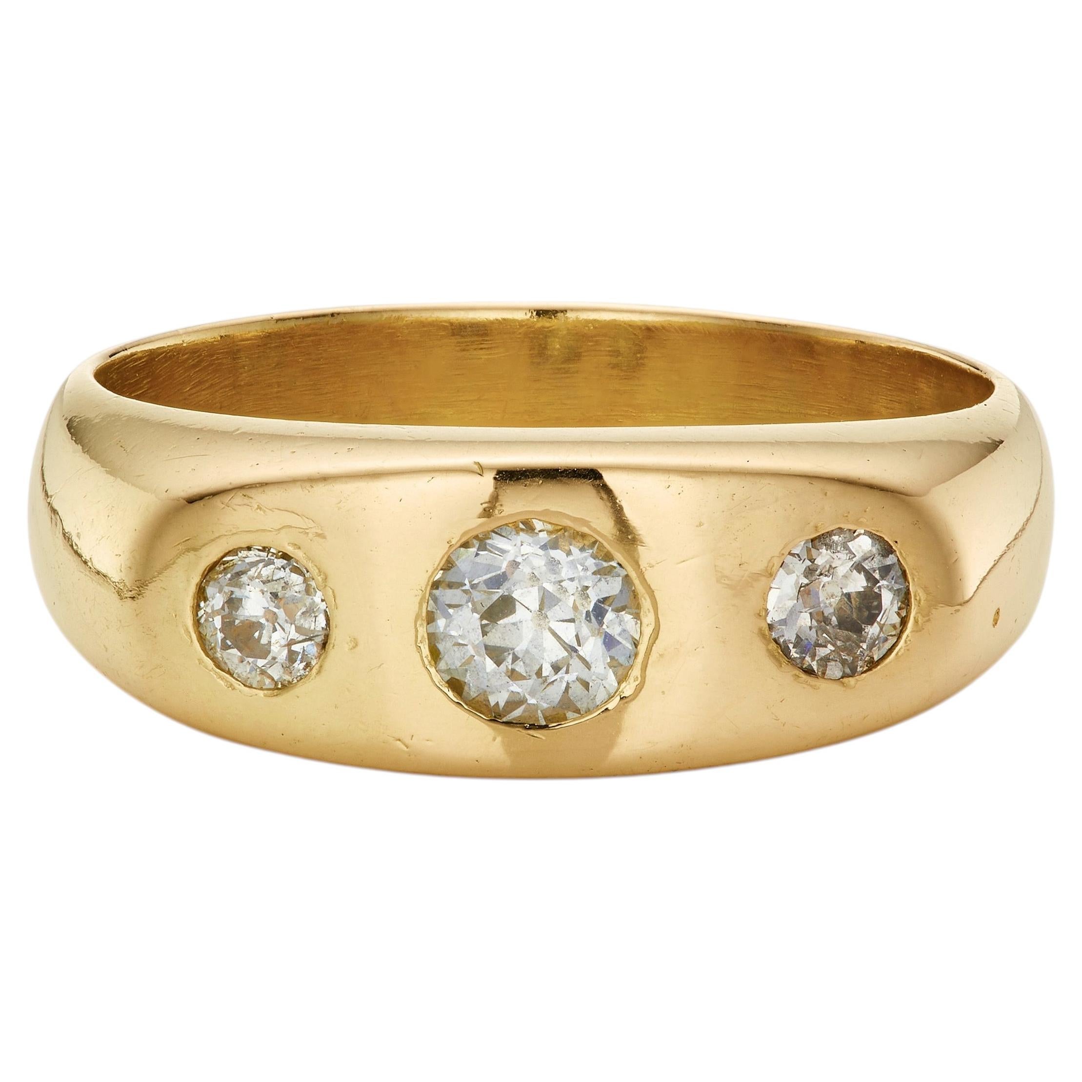 Victorian 0.80ct Old European-Cut Diamond Gypsy Ring in 18K Yellow Gold