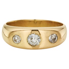 Victorian 0.80ct Old Mine-Cut Diamond Gypsy Ring in 18K Yellow Gold