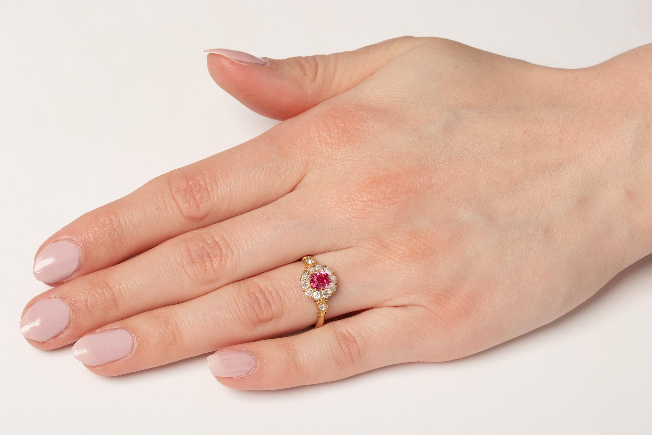 Victorian 0.80ct Pink Sapphire and Diamond Ring, c.1880s 1