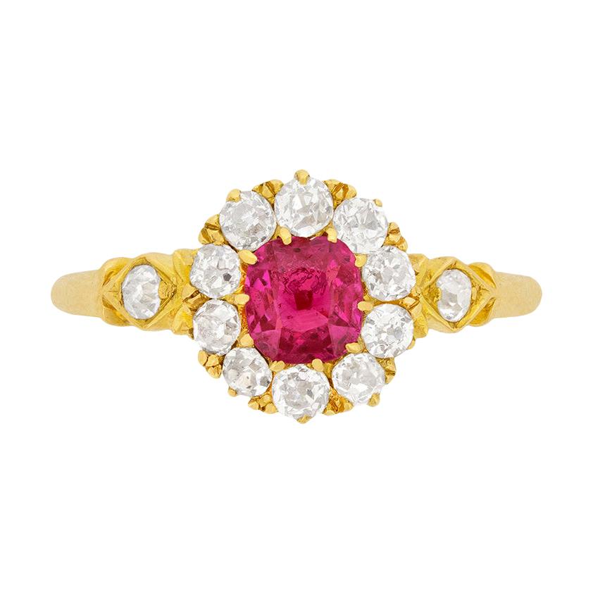 Victorian 0.80ct Pink Sapphire and Diamond Ring, c.1880s