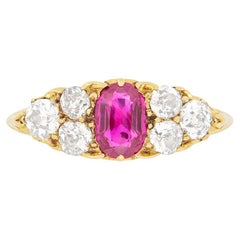 Victorian 0.80ct Pink Sapphire and Diamond Ring, c.1880s Victorian 0.80ct Pink Sapphire and Diamond Ring, c.1880s