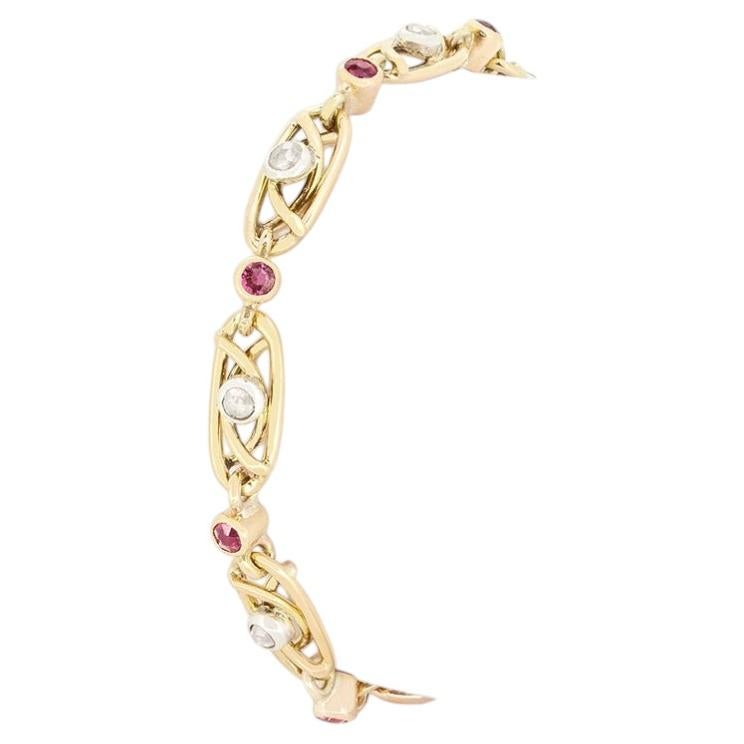 Bracciale vittoriano con rubini e diamanti da 0,80 carati, 1880 ca.
