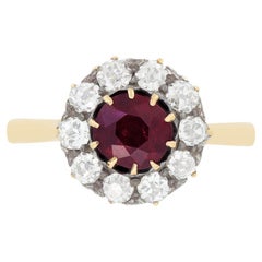 Victorian 0.80ct Ruby and Diamond Cluster Ring, c.1880s
