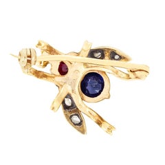 Victorian 0.80ct Sapphire, Ruby and Diamond Bug Brooch, c.1900s