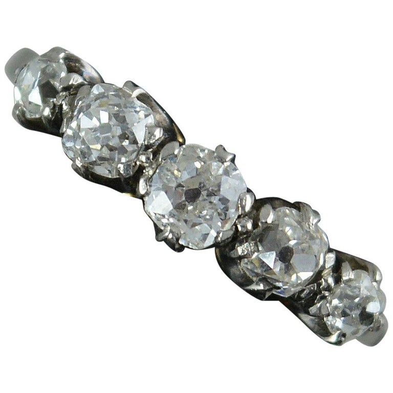 Victorian 0 85 Carat Old Cut Diamond 18 Carat Gold And Platinum Five Stone Ring For Sale At 1stdibs