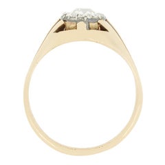 Victorian 0.85ct Old Cushion Cut Diamond Signet Ring, 1880s.