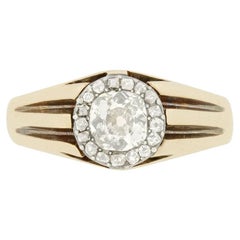 Victorian 0.85ct Old Cushion Cut Diamond Signet Ring, 1880s.