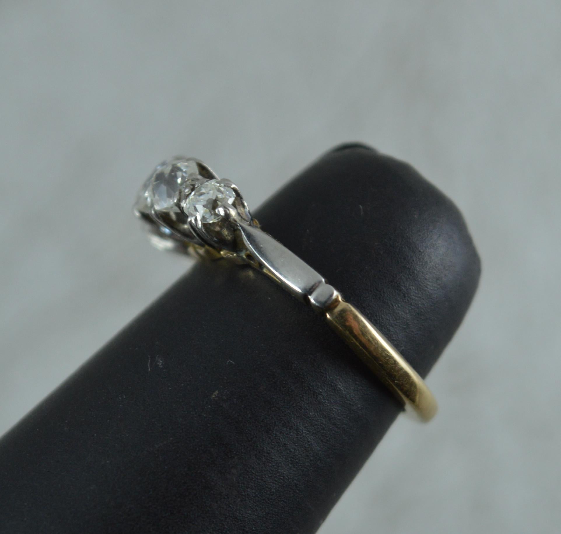 Victorian 0.85 Carat Old Cut Diamond 18 Carat Gold and Platinum Five-Stone Ring 8
