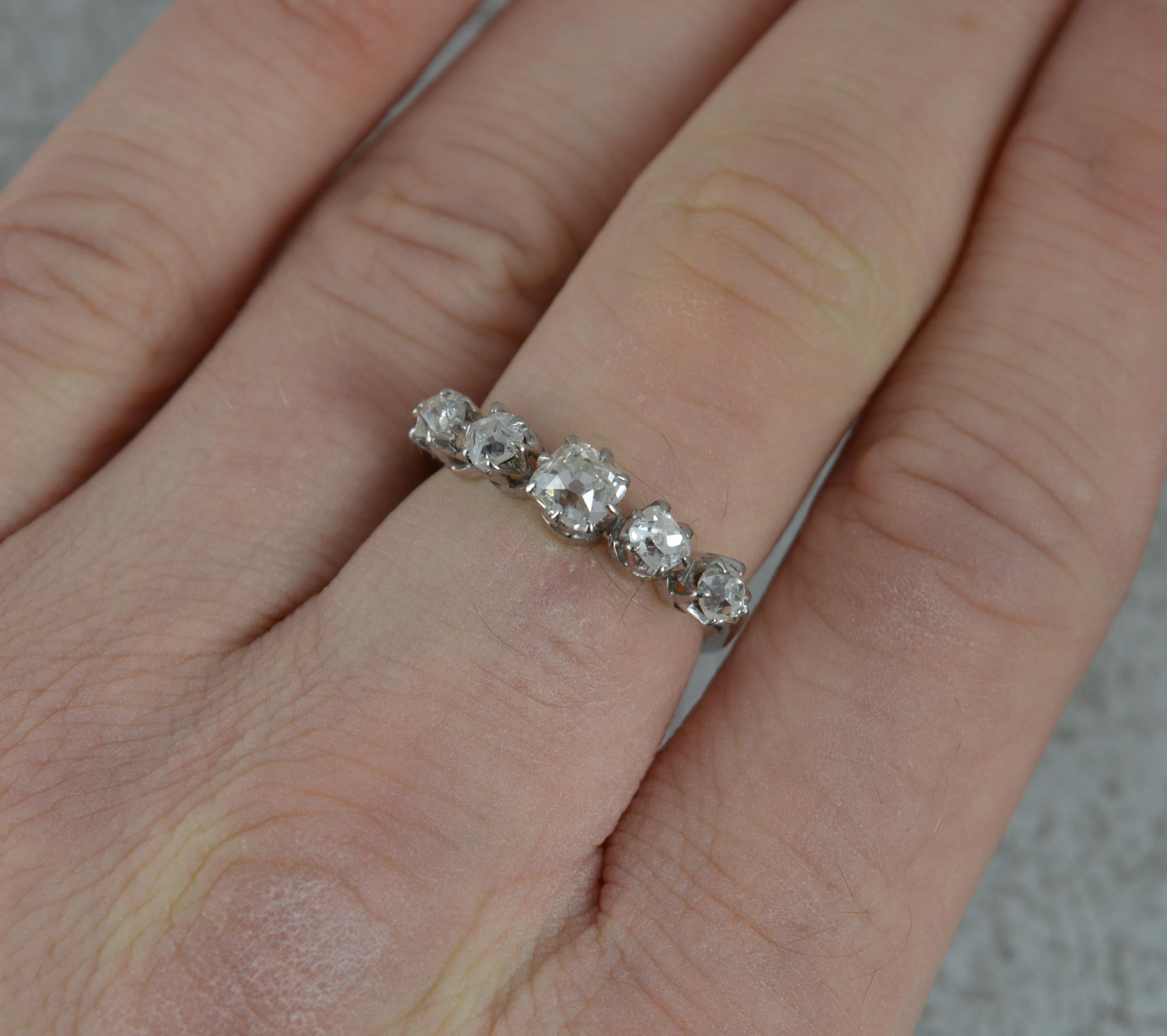 Victorian 0.85 Carat Old Cut Diamond 18 Carat Gold and Platinum Five-Stone Ring In Excellent Condition In St Helens, GB