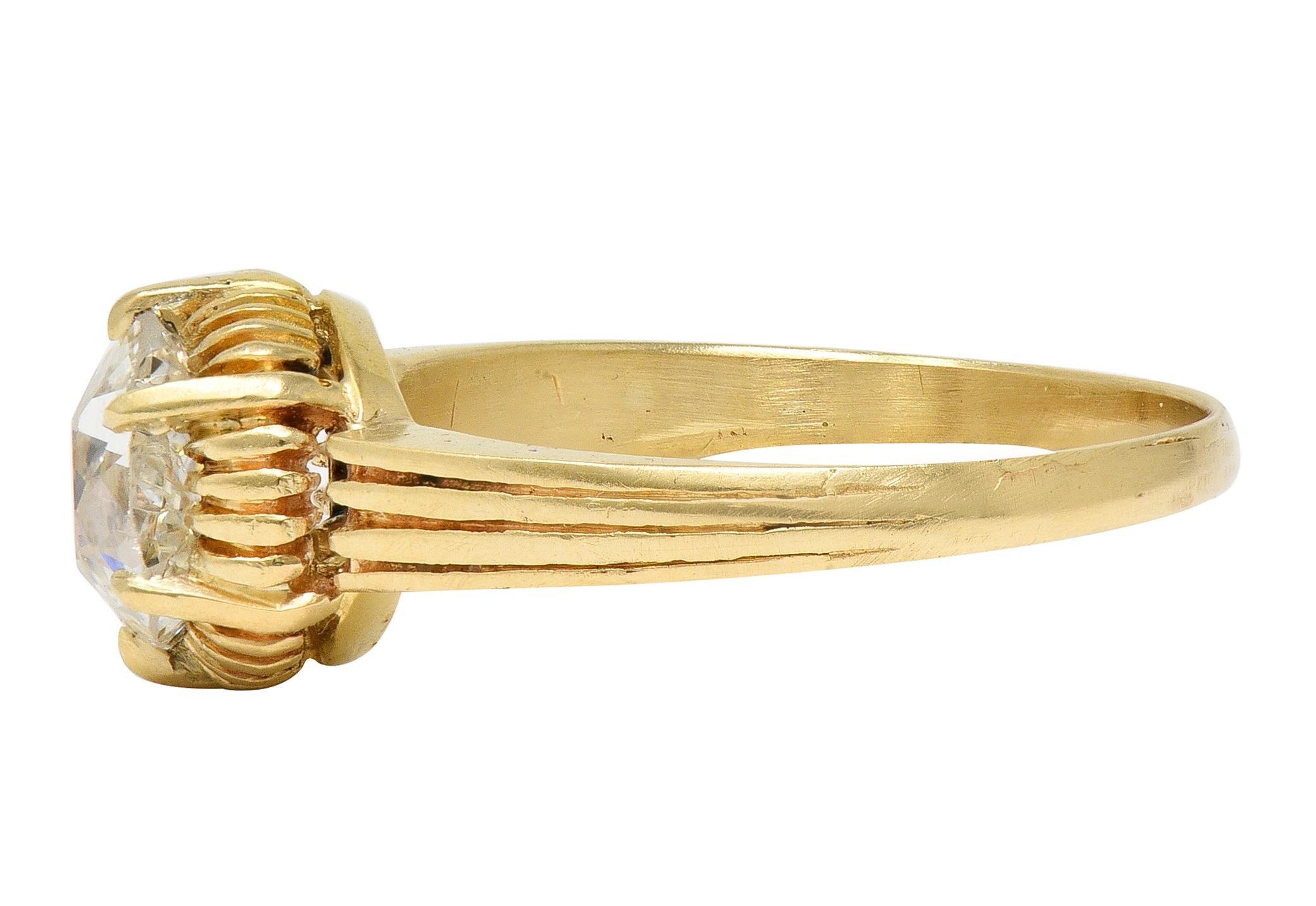 Bague de fiançailles solitaire victorienne en or 14K avec diamant taille ancienne 0.86 Excellent état - En vente à Philadelphia, PA
