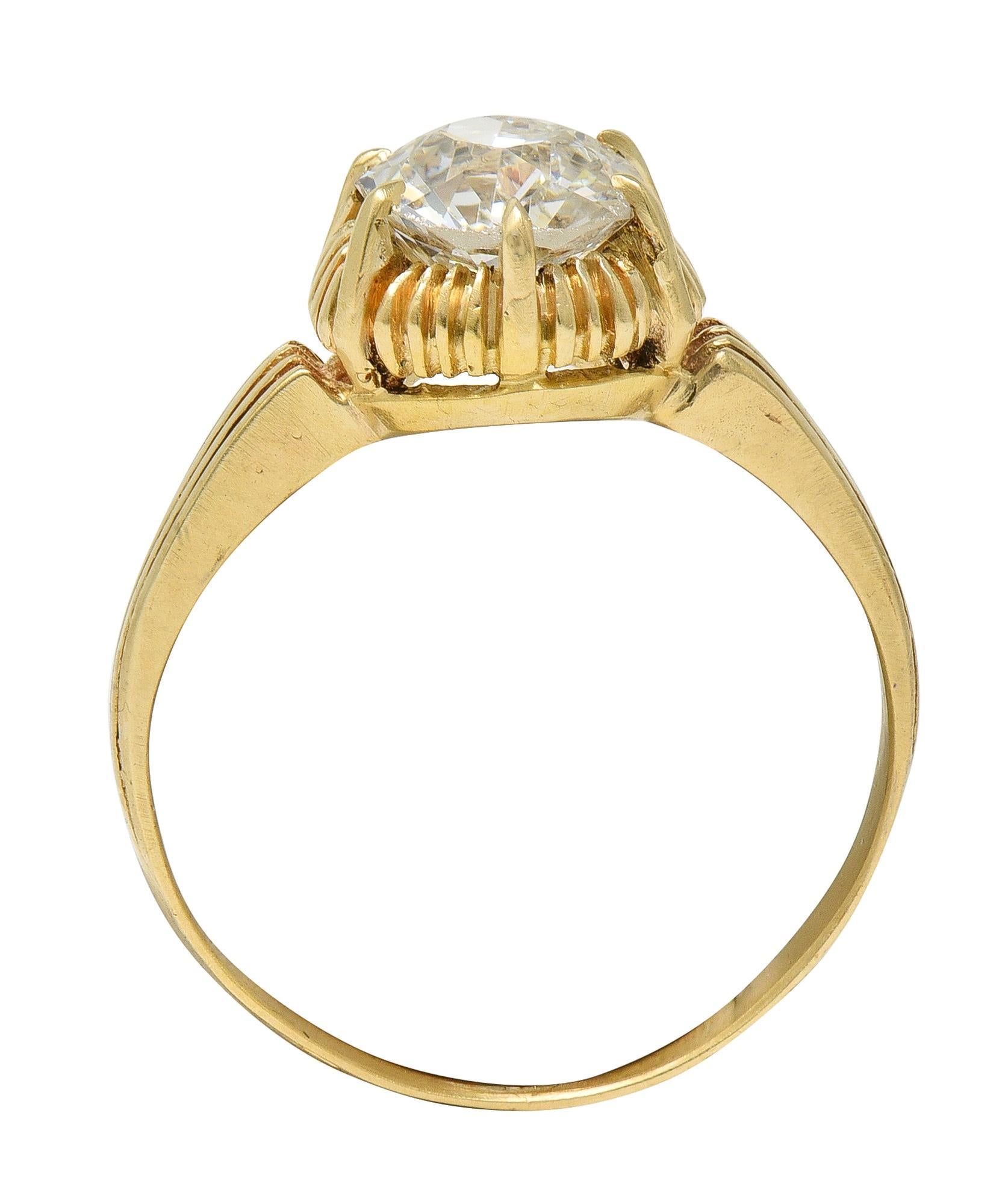 Bague de fiançailles solitaire victorienne en or 14K avec diamant taille ancienne 0.86 Pour femmes en vente