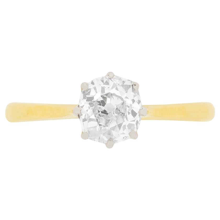 Victorian 0.88 Carat Diamond Solitaire Engagement Ring, circa 1880s