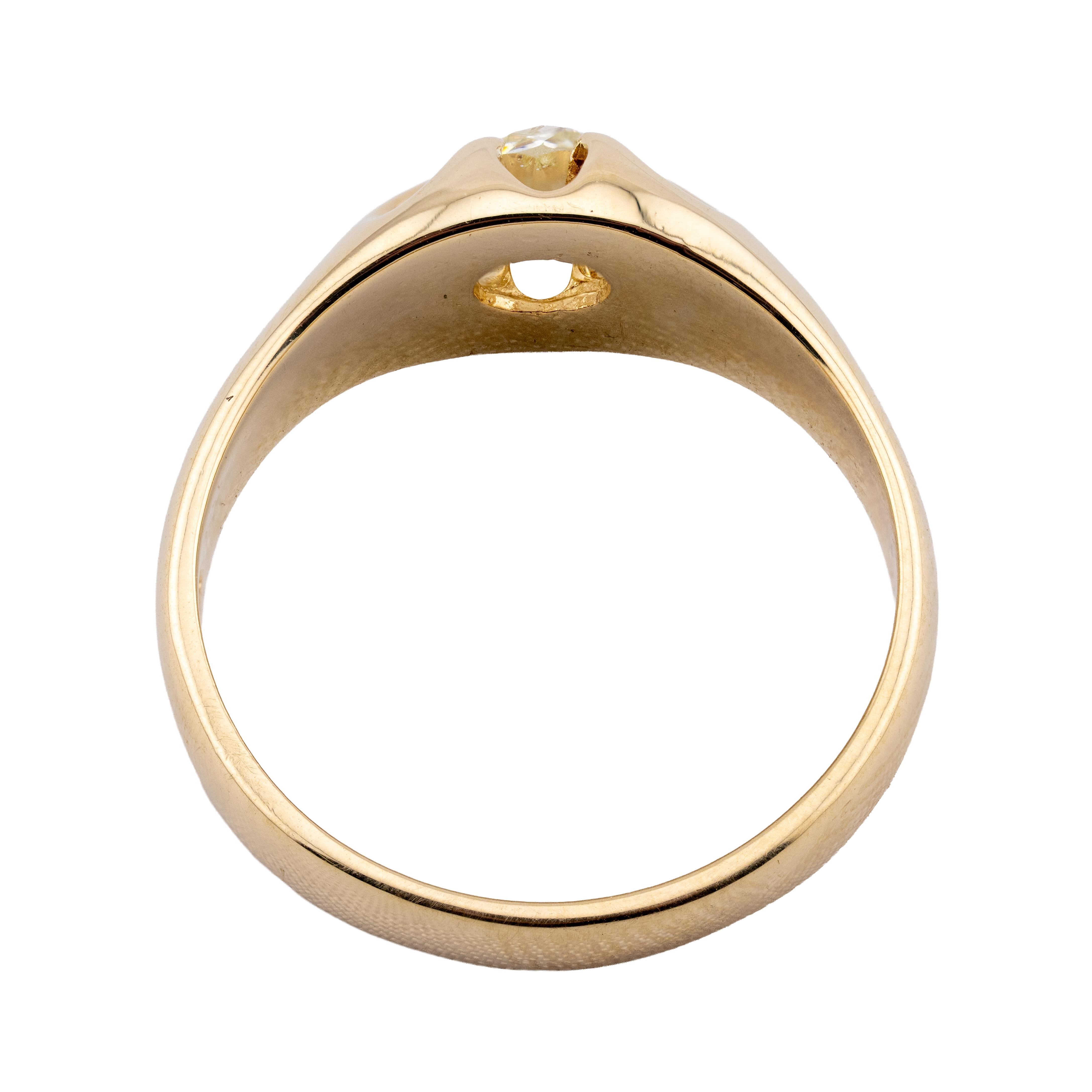 Taille vieille mine Bague de fiançailles victorienne en or 14K avec solitaire en diamant taillé à l'ancienne de 0,90 carat en vente