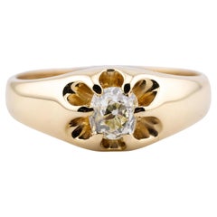 Bague de fiançailles victorienne en or 14K avec solitaire en diamant taillé à l'ancienne de 0,90 carat