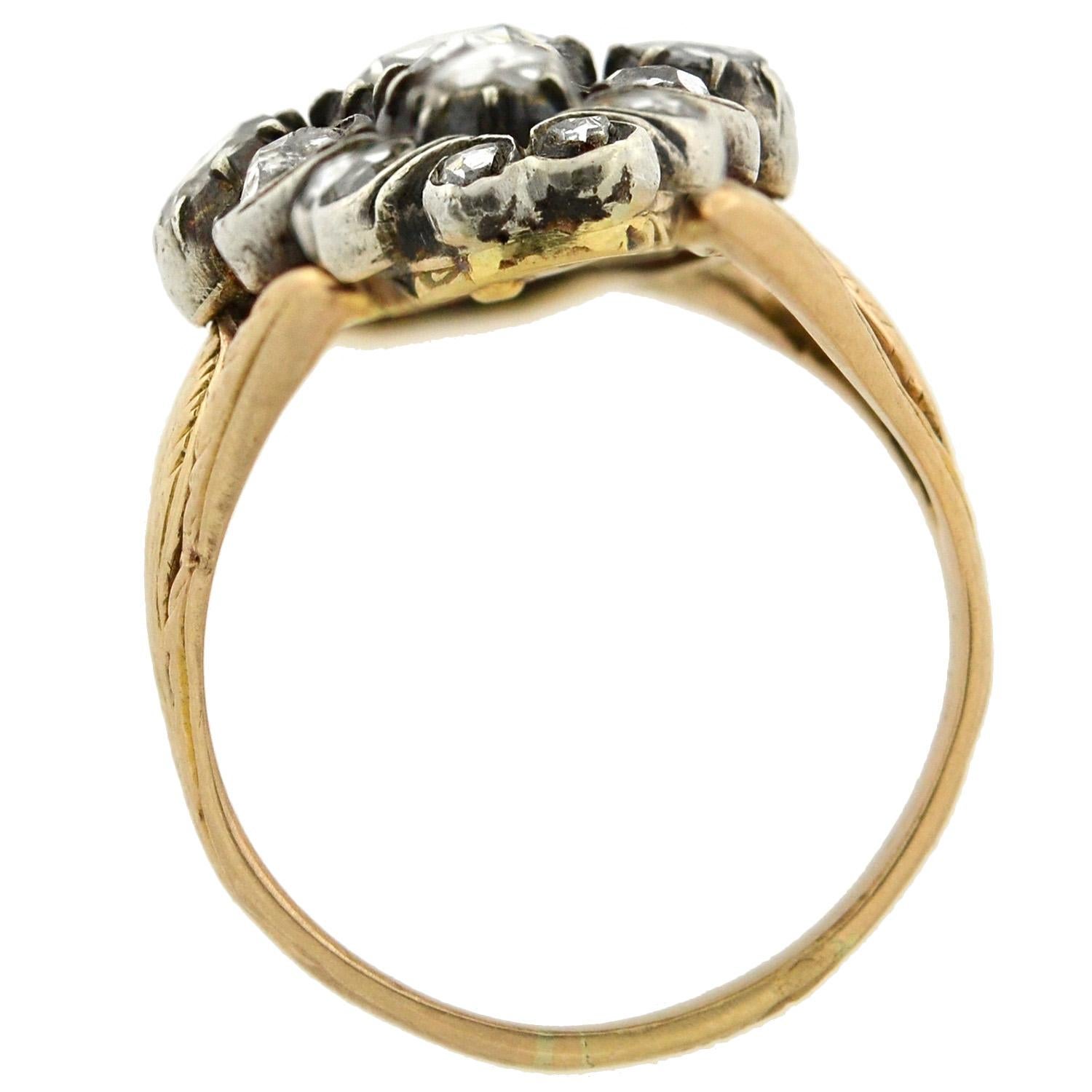 Viktorianischer 0,90 Karat Diamant-Navette-Ring mit Folienrückseite Damen im Angebot