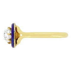 Victorian 0.90ct Diamond and Enamel Solitaire Ring, c.1860s