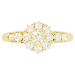 Victorian 0.90ct Diamond Daisy Cluster Ring, c.1869
