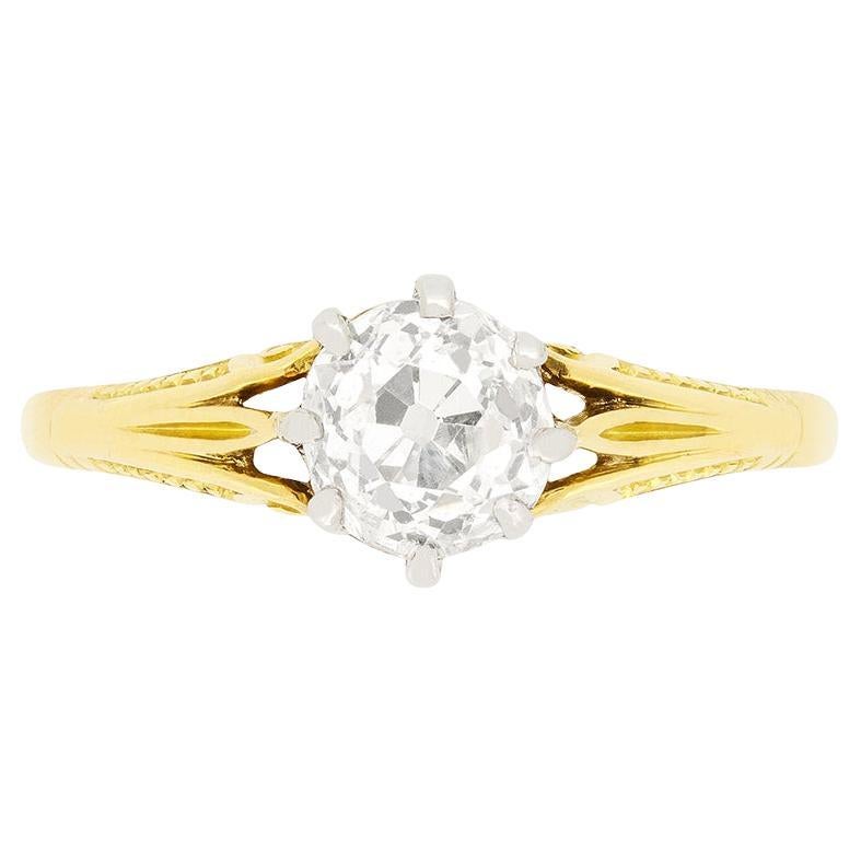 Victorian 0.90ct Diamond Solitaire Ring, c.1880s For Sale