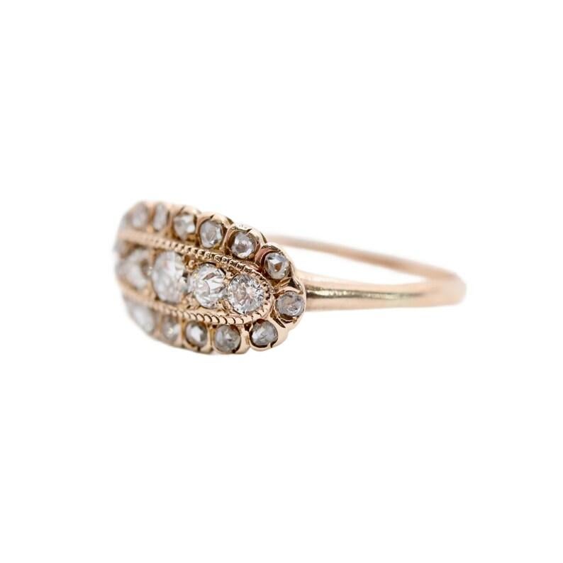 Rose Cut Victorian 0.92ctw Diamond Cluster Ring in 14K Yellow Gold