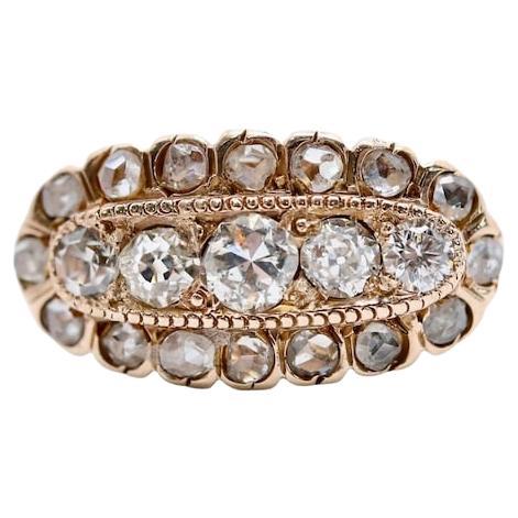 Victorian 0.92ctw Diamond Cluster Ring in 14K Yellow Gold