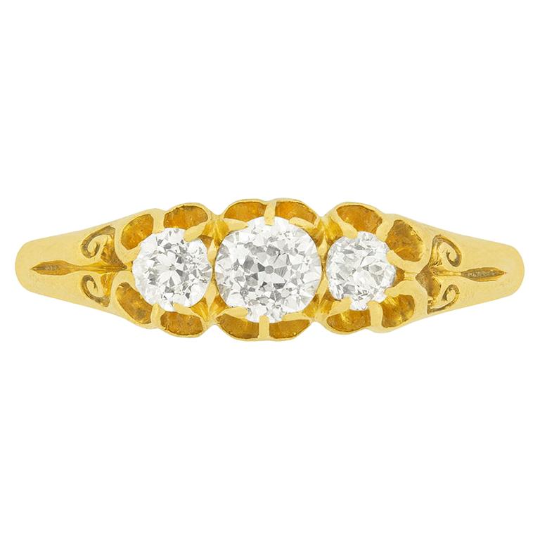 Viktorianischer Trilogy-Ring mit 0,95 Karat Diamanten, um 1902