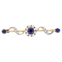 Broche victoriano de zafiro y diamantes de 0,95 ct, c.1880