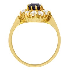 Victorian 0.95ct Sapphire and Diamond Halo Ring, c.1880s