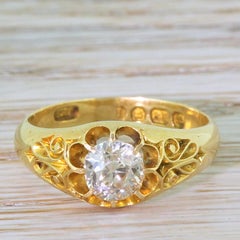 Victorian 0.97 Carat Old Cut Diamond Solitaire Ring