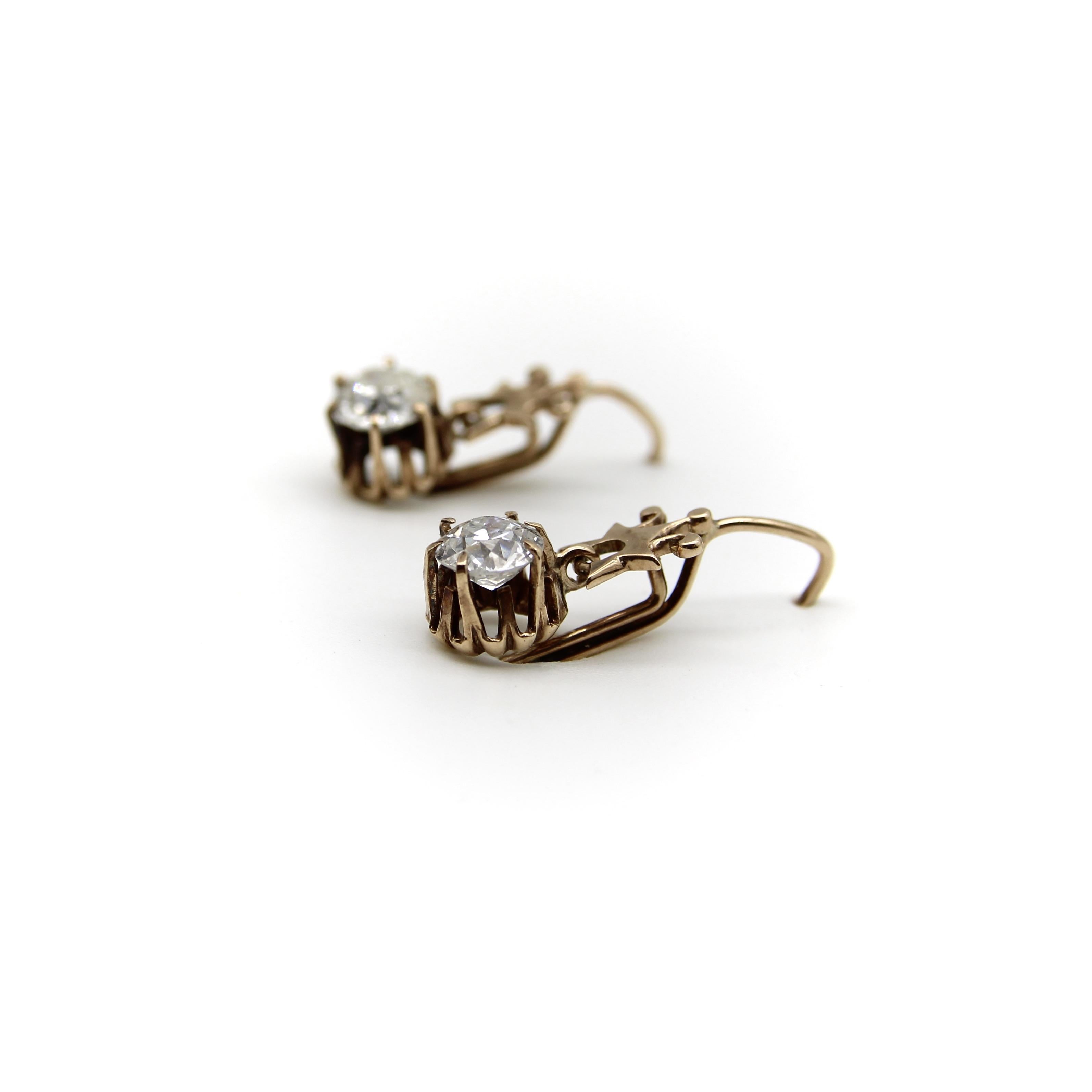 Viktorianische 1/2 Karat Diamant-Ohrringe aus 10K Gold mit Diamanten (Alteuropäischer Schliff)