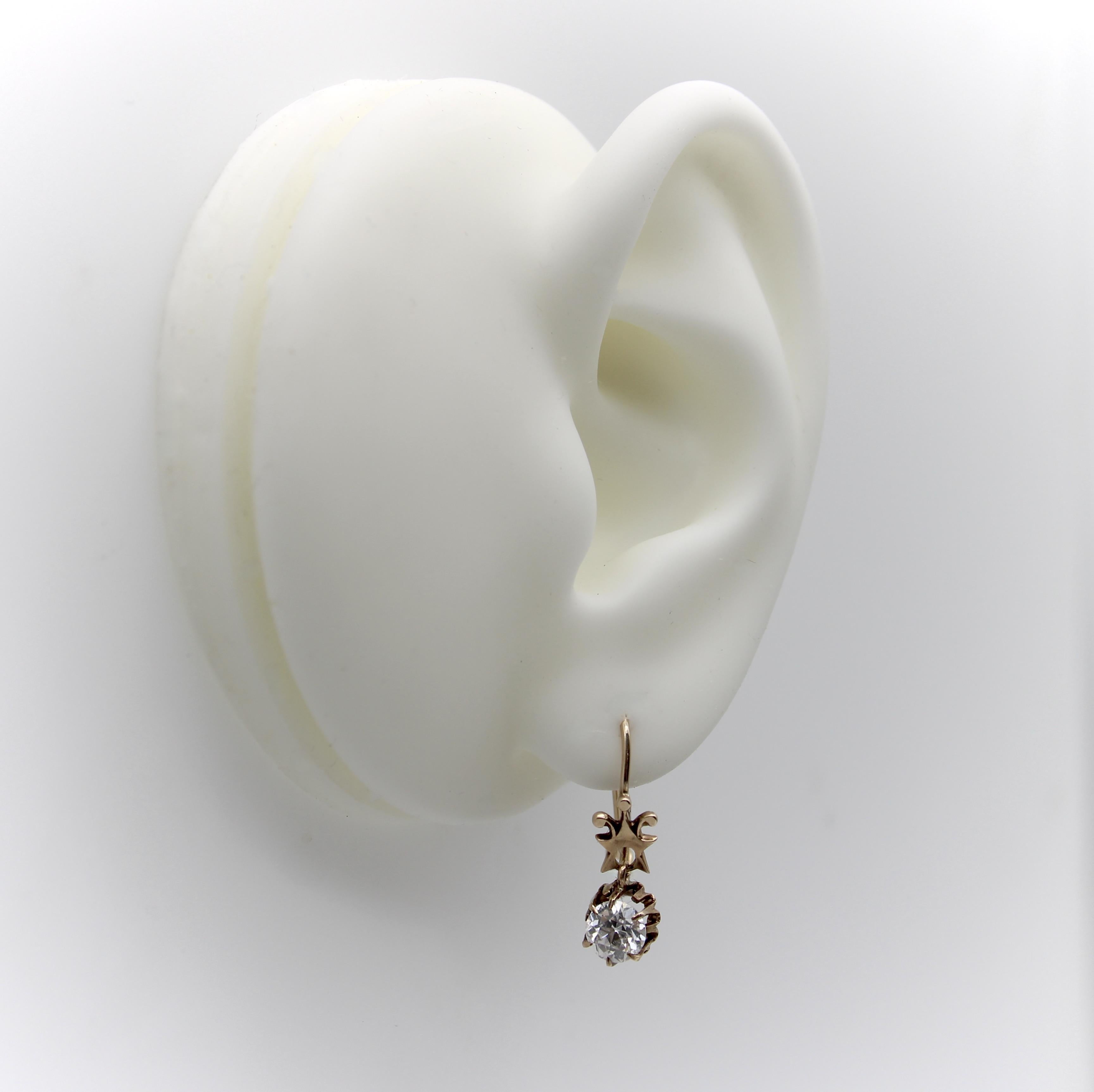 Viktorianische 1/2 Karat Diamant-Ohrringe aus 10K Gold mit Diamanten 2